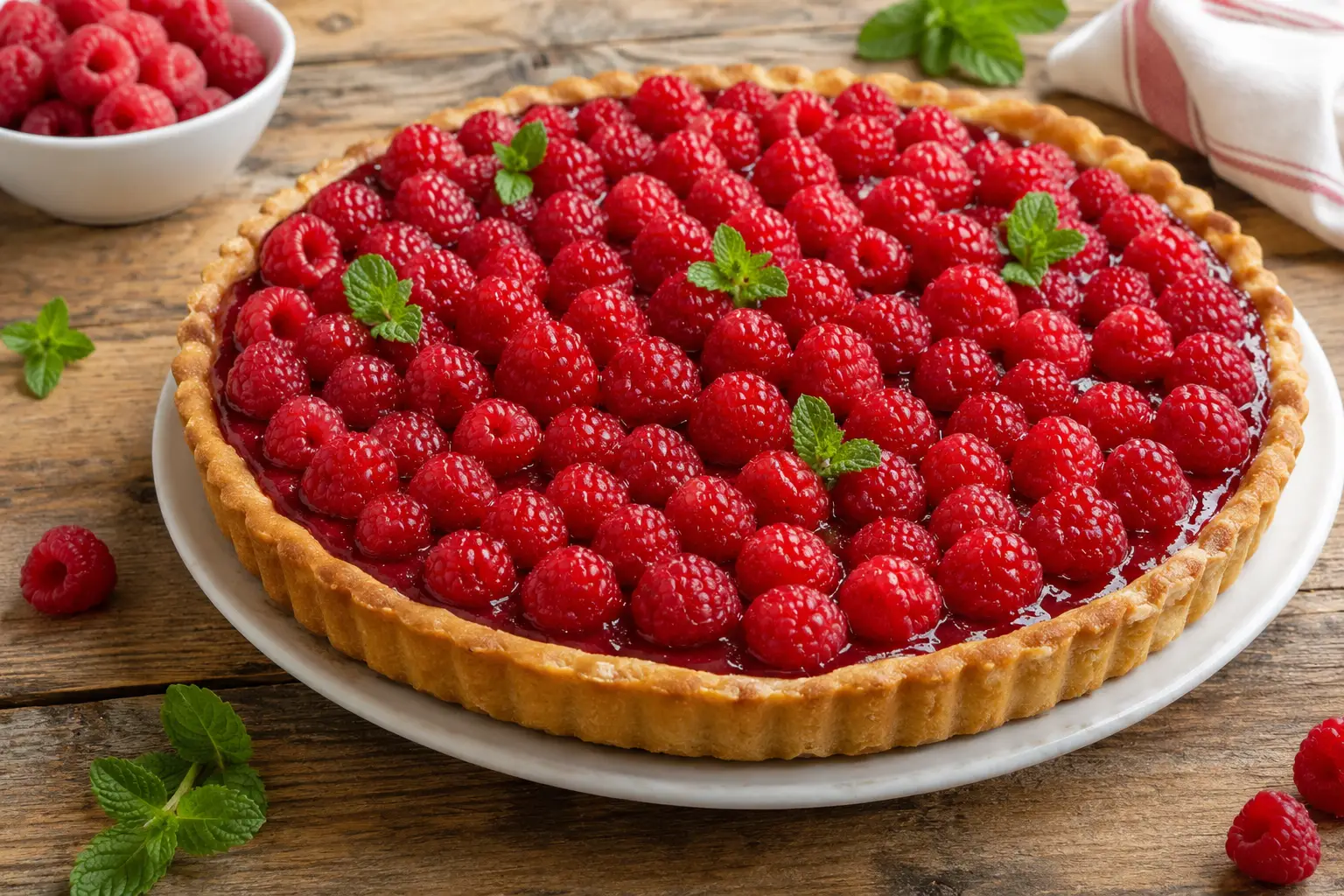 Tarte aux framboises : recette facile et gourmande